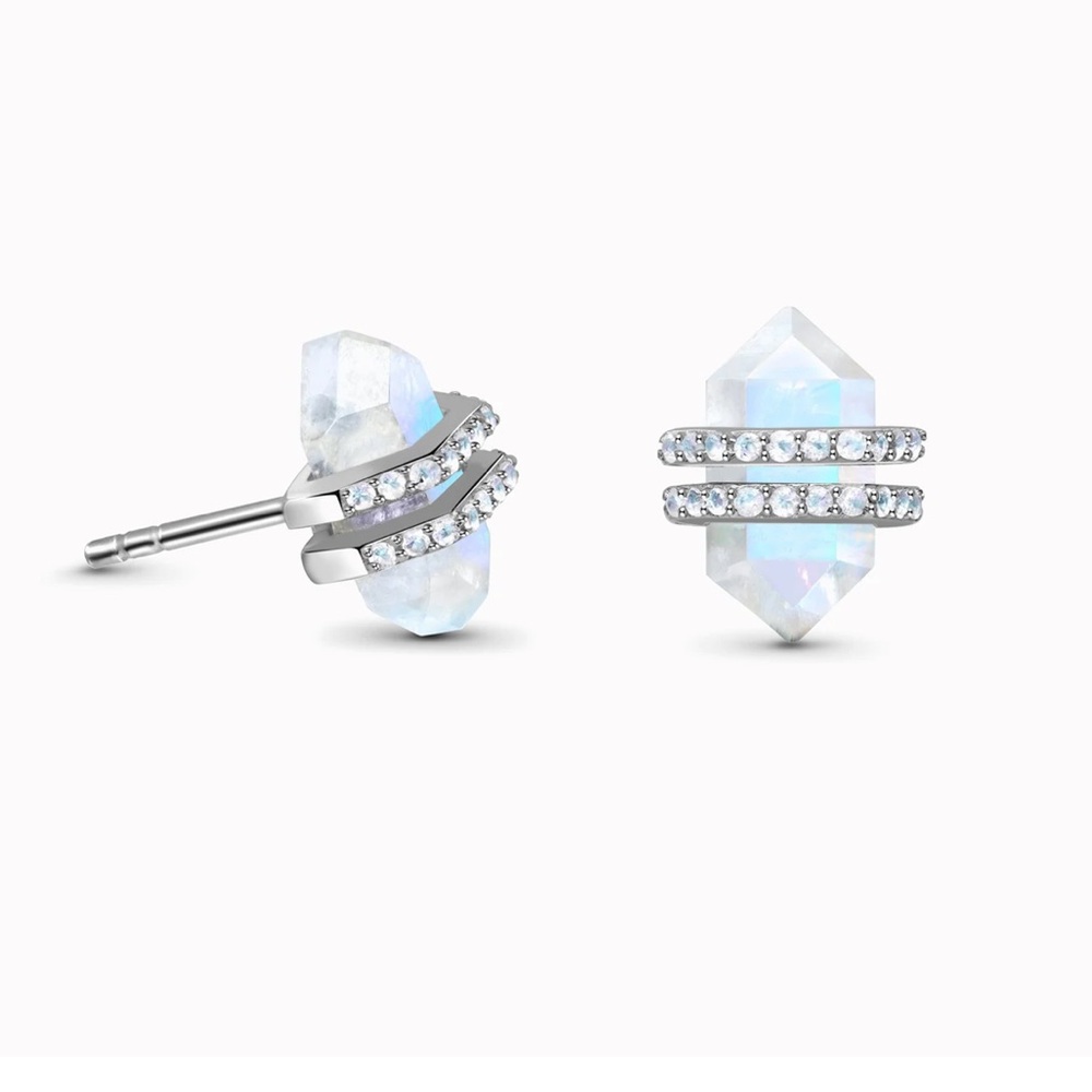 Moon Magic - Moonstone & White Topaz Euphoria Studs